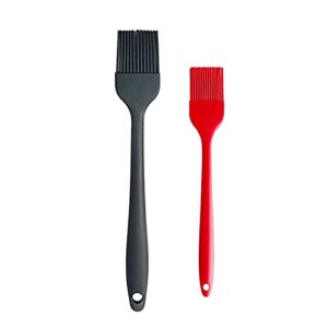 armrouns silicone basting pastry brush 2pcs, heat resistant baking brush set, with steel core & one-pieces design, ideal for oil butter bbq grill baking kitchen cooking, bpa free & dishwasher safe