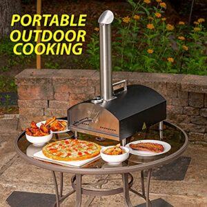 Deco Chef Outdoor Pizza Oven with 2-in-1 Pizza and Grill Oven Functionality, 13" Pizza Stone, Portable 3-Layer Stainless Steel Construction, Pizza Peel, Dough Scraper, Scoop, Slotted Grill (Black)