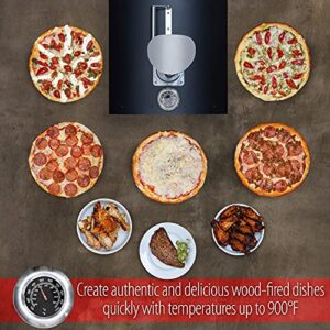 Deco Chef Outdoor Pizza Oven with 2-in-1 Pizza and Grill Oven Functionality, 13" Pizza Stone, Portable 3-Layer Stainless Steel Construction, Pizza Peel, Dough Scraper, Scoop, Slotted Grill (Black)