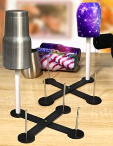 drying stander holder of tumbler cup spinner，tumbler drying rack for diy craft glitter epoxy tumblers cup turner kit stainless steel material,suitable for different diameters (2pcs)