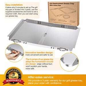 Replacement Grease Tray with Catch Pan for Dyna Glo Grill Replacement Parts, Universal Drip Pan for 4 5 Burner Gas Grill Nexgrill Replacement Parts, Grill Tray for Kenmore BHG Expert Grill (24-30")