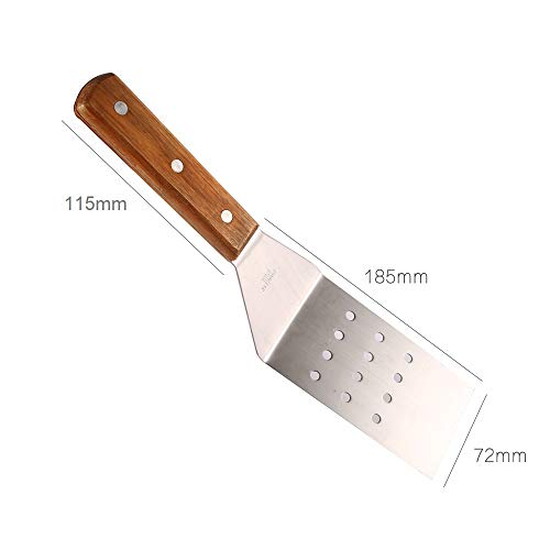 Super Leader 3 Piece Metal Spatula Set Stainless Steel with Wood Handle for BBQ Flat Top Grill, Pancake Flipper/Griddle Scraper/Hamburger Turner,Griddle Accessories