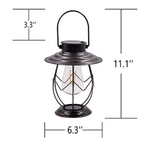 Twinkya 2 Pack Solar Lanterns Outdoor Hanging Solar Lights Decoration with Waterproof Warm Light Bulb for Patio Garden Pathway Yard Table Decor