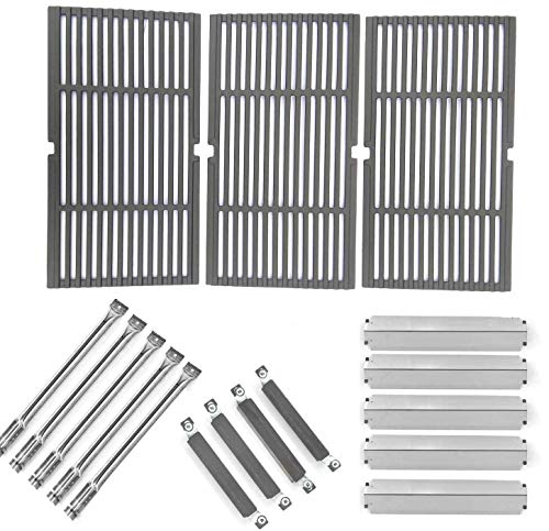 Repair Kit for Charbroil Commercial 463268806 BBQ Gas Grill Includes 4 Crossover Tube Burners, 5 Stainless Heat Plates, 5 Stainless Steel Burners and Porcelain Grates