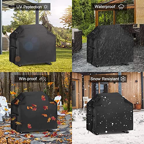 LBW 58'' Grill Cover for Outdoor Grill，BBQ Grill Cover Waterproof with UV and Fade Resistant，420D Barbecue Grill Cover for Travel,Picnic,Patio or Garden, Black