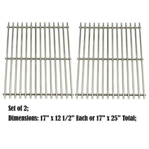 Direct Store Parts DS102 Solid Stainless Steel Cooking grids Replacement for Charbroil, Great Outdoors, Grill Chef, Thermos, Vermont Castings Gas Grills