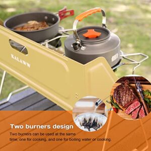 KALAWW Car-Camp Stove Folding 2 Burner Propane Camping Stove & Grill Griddle,Outdoor Grills/Gas Grills/Propane Grills, Butane Fuel Adapter and Carrying Case Included