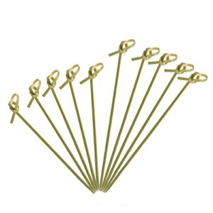 minisland 200 pcs premium bamboo cocktail toothpicks 4.7 and 6 inch long knotted skewers for fruit kabobs, appetizers, sandwiches, drinks -msl137