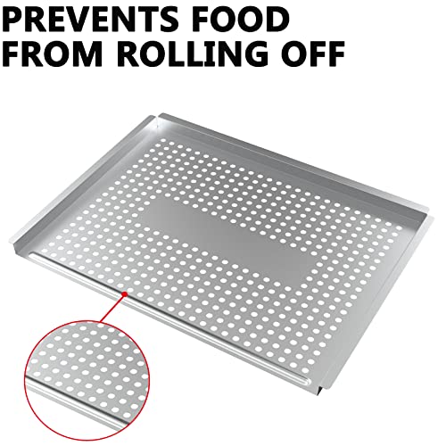 soldbbq Grill Baskets, Stainless Steel Grill Vegetable Basket, Grill Topper Tray Replaces Part for Traeger, Pit boss, Cooking Tray for Vegetable, Fruit and Other Small Food, 16" x 11.5"