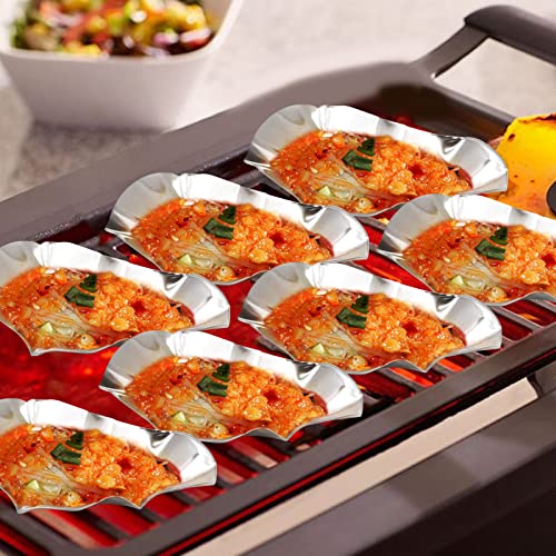 Hoypeyfiy 304 Stainless Steel Oyster Shells, 24 pcs Oyster Grilling Shells for Cooking Oysters, Shrimp, Scallops, Clams