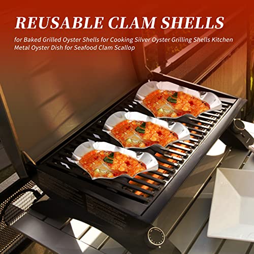Hoypeyfiy 304 Stainless Steel Oyster Shells, 24 pcs Oyster Grilling Shells for Cooking Oysters, Shrimp, Scallops, Clams