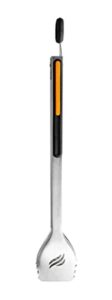 blackstone 5228 griddle grill tongs stainless steel heat resistant rubber grip to hold your meat and veggies- premium long bbq grill scraper tongs, dishwasher safe 14" black/orange