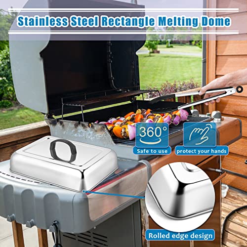 Rectangular Basting Cover, HaSteeL Stainless Steel Cheese Melting Dome Steaming Cover Lid, Heavy Duty Griddle Grill Accessories for Flat Top Teppanyaki BBQ Kitchen Indoor & Outdoor, Dishwasher Safe
