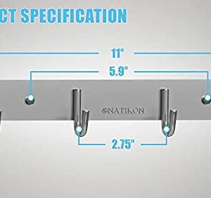 NATIKON Heavy Duty Stainless Steel Rack Hanger Hook for BBQ Grill Utensils and Grill Accessories - Easy to Install for Indoor or Outdoor Use - 2 Pcs