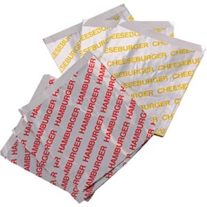 retro, grease proof burger wrappers combo 50pk. insulated, pro quality bulk hamburger and cheeseburger bags are bpa free. large, allergen friendly bbq foil paper great cooking supply for themed party
