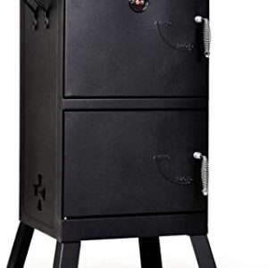 Moccha Smoked Carbon Oven, Vertical Charcoal Smoker, Outdoors Charcoal Barbeque, Iron Structure, Two Layers Design, with Two Chrome-Plated Nets, Two Charcoal Pots, Suitable for Lawn Picnic, Black