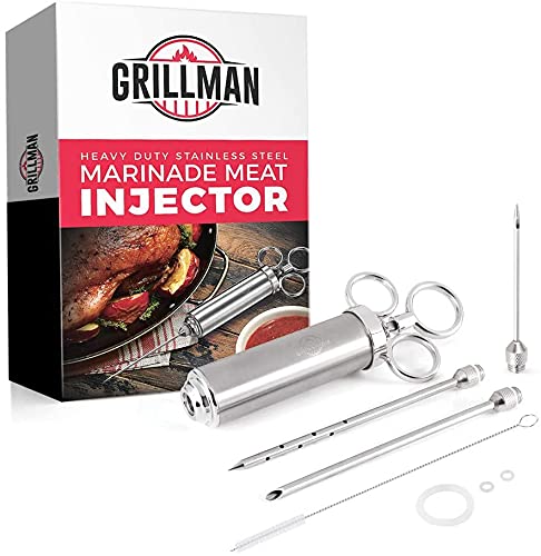 Grillman Heavy Duty Metal Stainless Steel Marinade Meat Injector Kit - Great For Grill, Smoker, and BBQ Meats | Kitchen Gadgets, Accessories, and Cooking Utensils Set