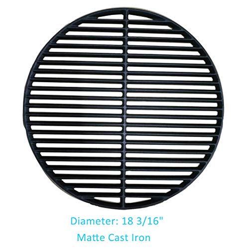 BBQration 18 3/16" Big Green Egg Grate Large CIF999A Matte Cast Iron Cooking Grid Grates Replacement Parts for Big Green Egg Large, Kamado Charcoal, Vision Grill VGKSS-CC2, B-11N1A1-Y2A