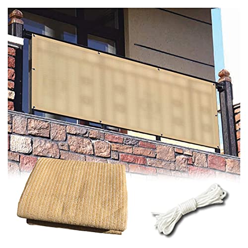 ALBN Balcony Privacy Screen Height 110/120/150cm Windproof Fence Shade Net Cover with Rope HDPE Used for Balcony Garden Patio (Color : Beige, Size : 110x200cm)