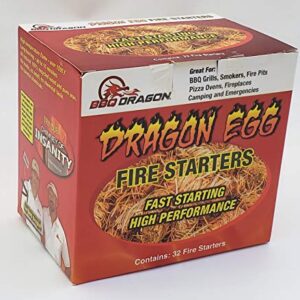 BBQ Dragon Egg Fire Starter-32 Pack Fire Starters for Fireplace-Ultra Fast, Long Lasting Charcoal Starter-Waterproof, Natural Fire Starters for Wood Stove, Campfire, Fire Pit, Charcoal Grill, Fatwood