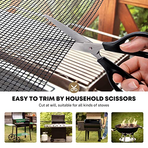 PatioGem Reusable Mesh Mat, Grill Mesh Mats for Outdoor Grill Nonstick BBQ Mats for Grilling, Grill Set of 3, Nonstick Grill Mat, Mats for Grilling, BBQ Accessories Mesh Grill Mat -Black Brown