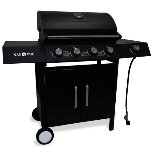 Gas One 4 Burner Gas Grill – Premium Propane Grill with Side Burner – Outdoor Grill Cabinet Style with Wheels - High-Temperature Paint Coating Gas BBQ Grill – Elegant and Luxurious Design