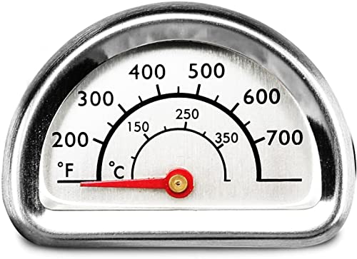 Hisencn G351-0076-W1 Temp Gauge, Thermometer, Heat Indicator Replacement for Charbroil and Kenmore Gas Grill Models Stainless Steel Temperature Gauge T00473 1PK Repair Parts