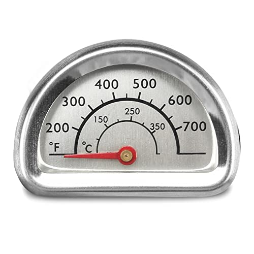 Hisencn G351-0076-W1 Temp Gauge, Thermometer, Heat Indicator Replacement for Charbroil and Kenmore Gas Grill Models Stainless Steel Temperature Gauge T00473 1PK Repair Parts