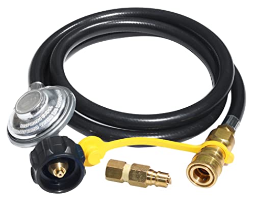 DOZYANT 5 feet Propane Regulator Hose and 3/8 inch Female Quick Connect for Mr Heater F271803 Big Buddy Indoor Outdoor Heater and Most Gas Grill, Fire Pit