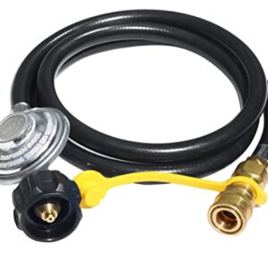 DOZYANT 5 feet Propane Regulator Hose and 3/8 inch Female Quick Connect for Mr Heater F271803 Big Buddy Indoor Outdoor Heater and Most Gas Grill, Fire Pit