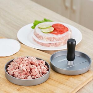 GWHOLE Non-Stick Burger Press Aluminum Hamburger Patty Maker with 100 Wax Papers for BBQ Grill