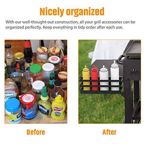 RUSFOL Upgraded Stainless Steel Griddle Caddy for 28"/36" Blackstone Griddles, with a Allen Key, Space Saving BBQ Accessories Storage Box, Free from Drill Hole&Easy to Install