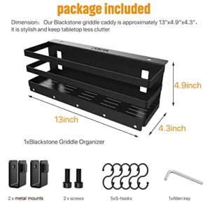 RUSFOL Upgraded Stainless Steel Griddle Caddy for 28"/36" Blackstone Griddles, with a Allen Key, Space Saving BBQ Accessories Storage Box, Free from Drill Hole&Easy to Install