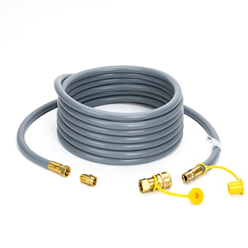 Kenmeister Chef 24 Feet 1/2 ID Natural Gas Hose with Quick Connect/Disconnect and 3/8" Female Flare by 1/2" Male Flare Adapter for Outdoor NG/Propane Appliance