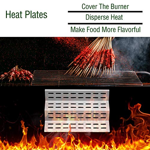 Damile Stainless Steel Grill Heat Plates Heat Shield Burner Cover Flame Tamer, Vaporizer Plate BBQ Gas Grill Replacement Parts for Solaire 27XL Grills, 15”x 10”x 1 5/16”, 2-Pack