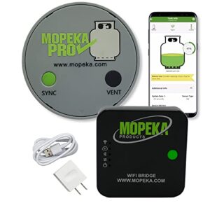 mopeka pro check bundle - 1 pro check sensor and 1 wifi bridge/gateway - wireless propane gauge for your rv, bbq grill, and patio heater lpg tanks - monitor propane levels with the free tank check app