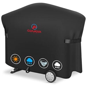 comnova grill cover for weber q grill on cart - 7112 grill cover for weber q3000/q300/q2000/q200 with portable cart, heavy-duty waterproof bbq cover for weber q3200, 3000, 320, 300 on cart