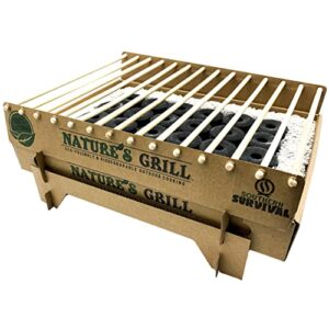 battlbox single use biodegradable charcoal grill - nature's eco-friendly bamboo disposable bbq grill - beach parks picnics tailgates camping hiking outdoor survival - portable grill