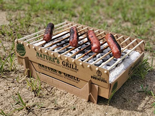 BattlBox Single Use Biodegradable Charcoal Grill - Nature's Eco-Friendly Bamboo Disposable BBQ Grill - Beach Parks Picnics Tailgates Camping Hiking Outdoor Survival - Portable Grill