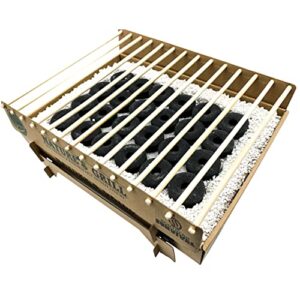 BattlBox Single Use Biodegradable Charcoal Grill - Nature's Eco-Friendly Bamboo Disposable BBQ Grill - Beach Parks Picnics Tailgates Camping Hiking Outdoor Survival - Portable Grill