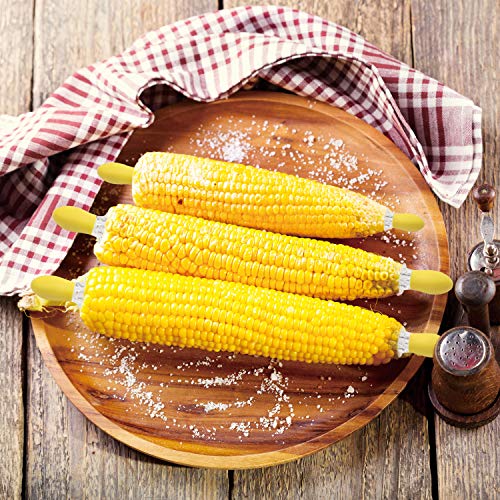 Recoil Corn Cob Holders Skewers BBQ Twin Prong Holders, Corn Dishes and Butter Spreader Set Kits, Includes 8 Corn Cob Holders, 4 Corn Dishes and Butter Spreader