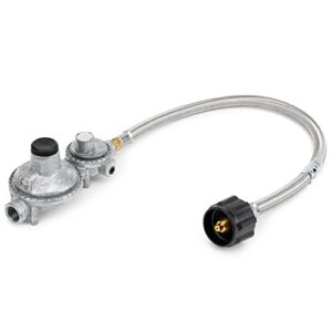 stanbroil vertical two stage propane regulator - 20" rv propane pigtail stainless steel braided hose type 1 connection with 1/4" male npt