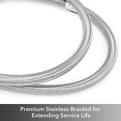 Stanbroil Vertical Two Stage Propane Regulator - 20" RV Propane Pigtail Stainless Steel Braided Hose Type 1 Connection with 1/4" Male NPT