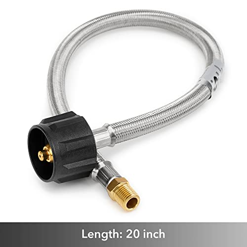 Stanbroil Vertical Two Stage Propane Regulator - 20" RV Propane Pigtail Stainless Steel Braided Hose Type 1 Connection with 1/4" Male NPT