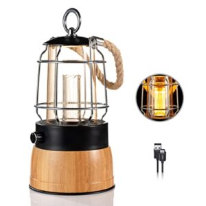 vintage led lantern rechargeable tent light decorative hanging lantern dimmable warm light for porch bedroom table patio lawn camping