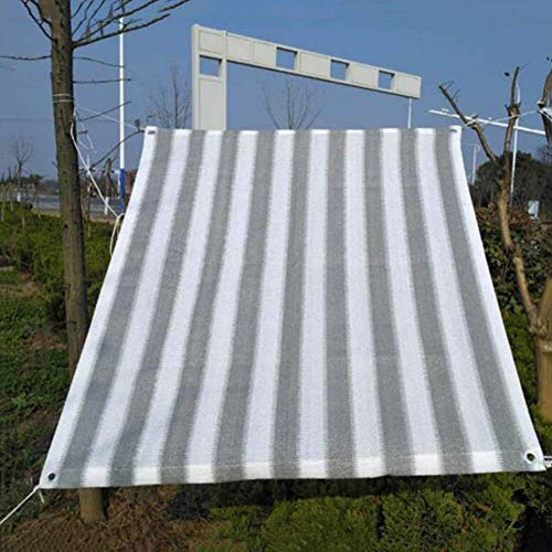 ALBN Sun Shade Mesh, Stripe Privacy Screen Weatherproof with Metal Hole for Balcony Patio Fences Privacy Protection Hood, 51 Sizes (Color : Gray White, Size : 90x180cm)