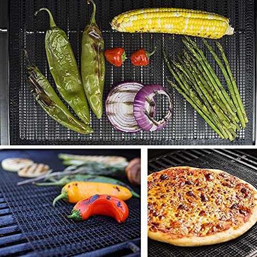 BBQ Mesh Grill Mat Set of 6 - Non-Stick Barbecue Grill Sheet Liners Grilling Mats for Outdoor Teflon Grill Sheets Reusable and Easy to Clean-Works on Electric Grill, Gas, Charcoal 15.75 x 11.8in