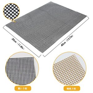 BBQ Mesh Grill Mat Set of 6 - Non-Stick Barbecue Grill Sheet Liners Grilling Mats for Outdoor Teflon Grill Sheets Reusable and Easy to Clean-Works on Electric Grill, Gas, Charcoal 15.75 x 11.8in