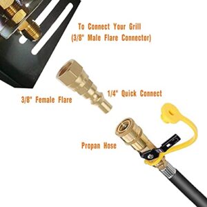 Timsec 1/4'' Male Propane Quick Connect Fittings, 3/8" Female Flare to 1/4" Gas Grill LP Quick Connect with 33ft PTFE Gas Line Pipe Thread Tape for Low Pressure Gas Appliance, Heater, Fire Pit and RV