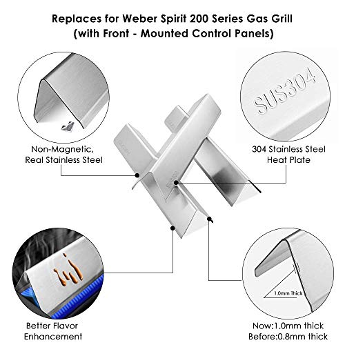 Hisencn 7642 Grill Igniter and 7635 15.3 Inches Flavor Bars for Weber Spirit I & II 200 Series, Spirit E210, S210, E220, S220 with Front Control Knobs, 304 Stainless Steel Heat Plate